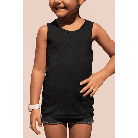 Black Big Kid Ribbed Tank 12-Pack