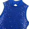 thumbnail image 5 of YONGHS Women Girls Shiny Sequins Lyrical Ballet Dance High Low Dress Leotard Costume Blue X-Large, 5 of 7