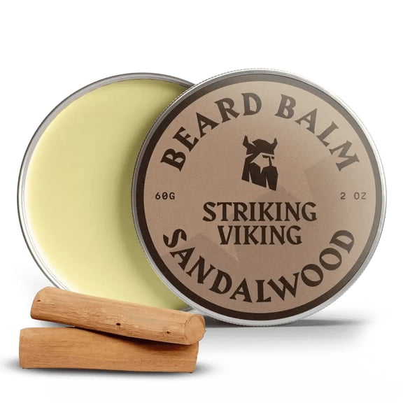 Striking Viking beard balm men sandalwood scent natural styling conditioning 2 oz tin