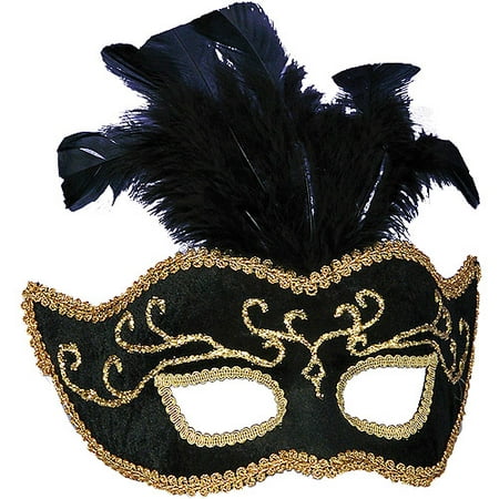 Black with Gold Trim Half Style Adult Mask