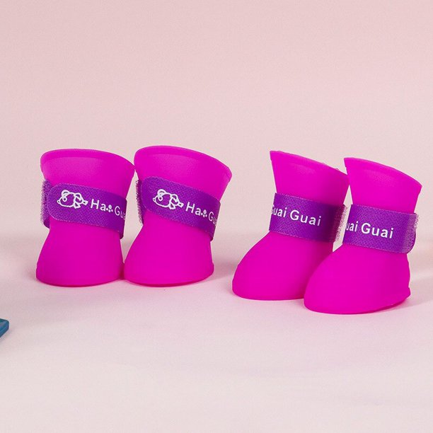 Zapatos de lluvia antideslizantes para perros y gatos, botas de goma para perros y gatos, cubierta para pies de mascotas, calcetines impermeables para cachorros, perros pequeños y medianos, 4 piezas