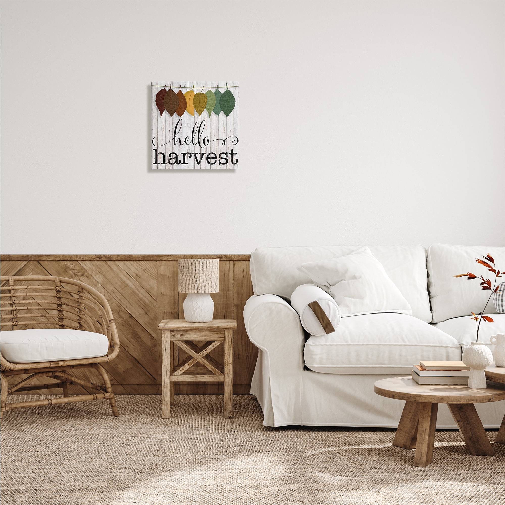Stupell Indtries Hello Harvest Greeting Autumn Leaves Foliage Illtration,17 x 17,Design by CAD Designs