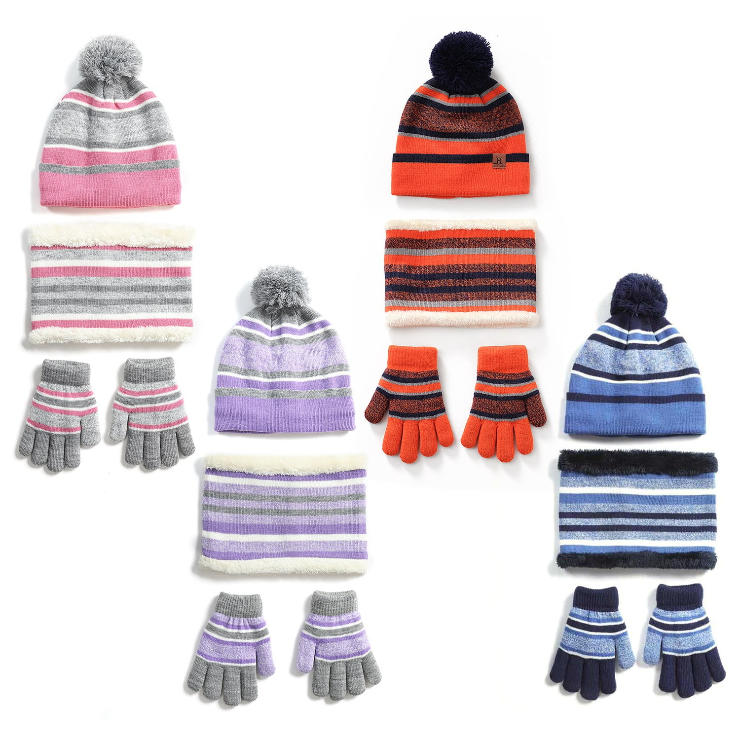 食品・日用品 半額ストア Knitted Moclever Hat Unisex 3Pcs Kids, for Gloves Scarf Clothing