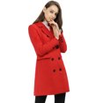 thumbnail image 4 of INSPIRE CHIC Women's Notched Lapel Collar Double Breasted Mid Length Overcoat, 4 of 6
