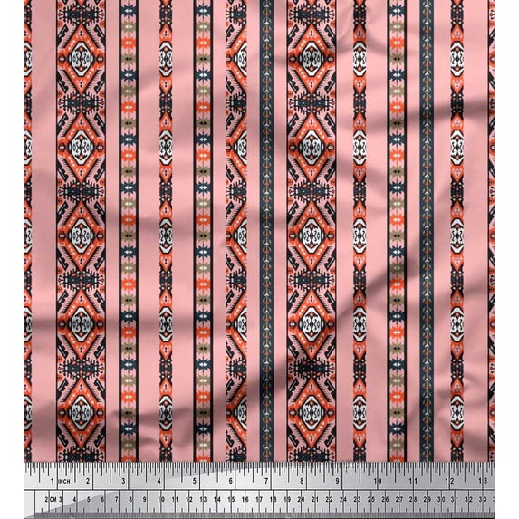 Soimoi Poly Georgette Fabric Ikat Southwestern Print Fabric by The Yard 52 Inch Wide
