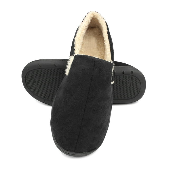 SLM Men's Faux Suede Slip on Terry Lined Slipper House Shoes