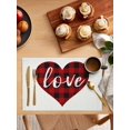thumbnail image 5 of Valentine's Day Placemats Set of 4, Red Black Plaid Love Sweet Romance Placemats for Dining Table, Place Mats for Kitchen Tabletop, Waterproof Wipeable Dining Table Mats Set, 5 of 9