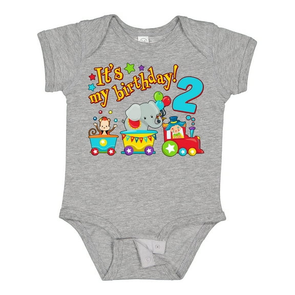 Inktastic Its My Birthday- Circus Train 2nd Birthday Boys or Girls Baby Bodysuit