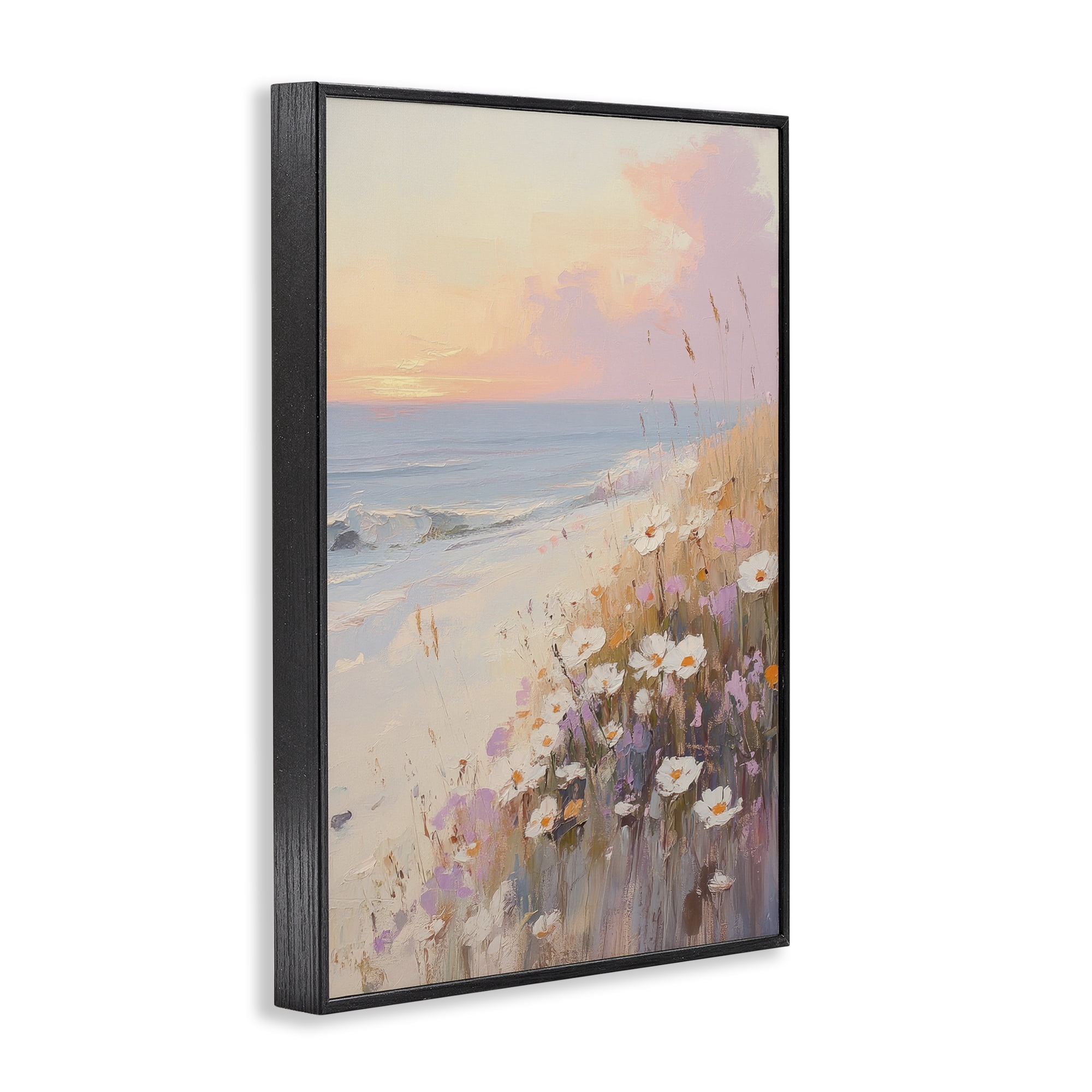 Stupell Industries Pastel Sunset Wildflowers By Sea Black Framed Giclee Art, design by Sisi and Seb