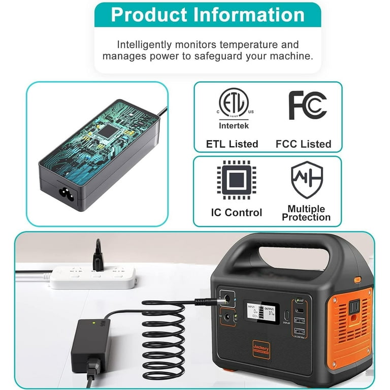 Charger for Jackery Charger 24V 90W AC Adapter for Jackery Portable Power  Station Explorer 160 240 300 500 550 E300 E500 E550 Solar Generator 167Wh  ...
