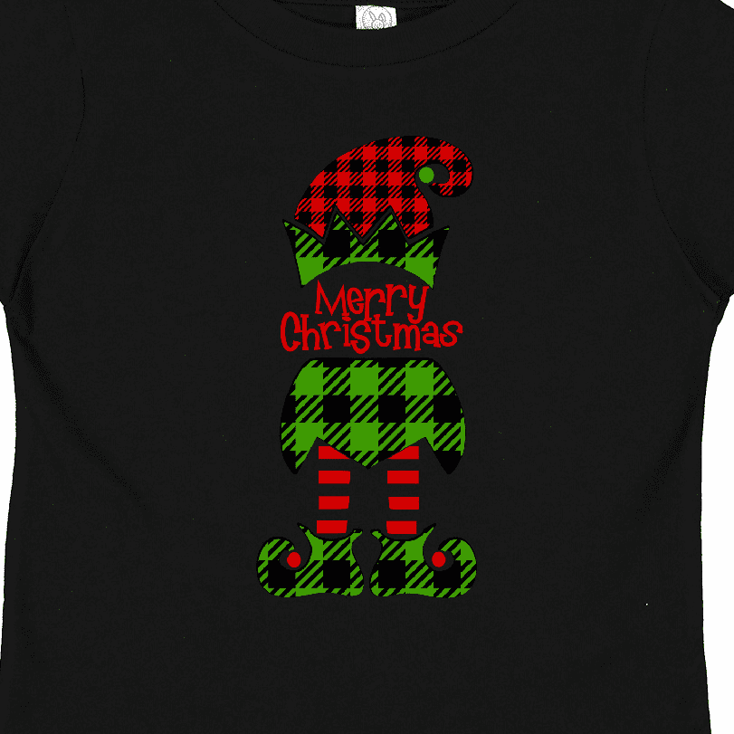 Inktastic Merry Christmas Elf in Red and Green Plaid Boys or Girls Toddler T-Shirt