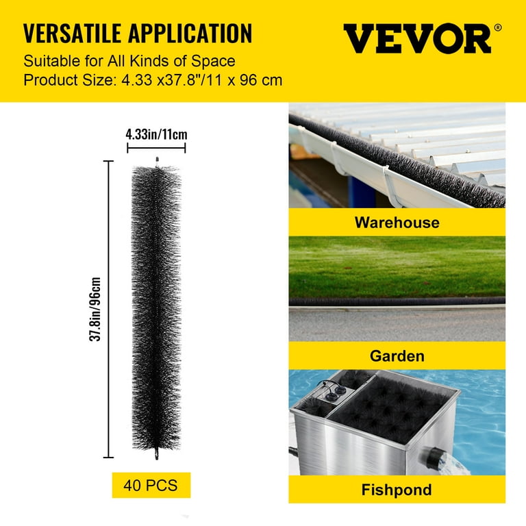 VEVOR Gutter Guard Brush Bristle 120 ft. x 4.33 in. Gutter Leaf