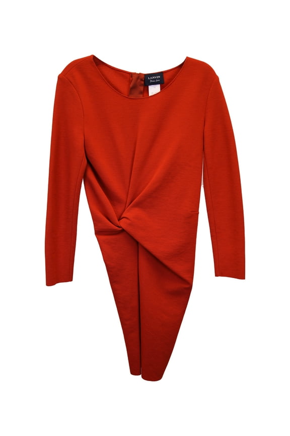 Pre-Owned Lanvin Jersey Twist Dress in Orange Wool