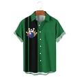 thumbnail image 2 of Ceisia Men's Summer St. Patrick's Day Casual Loose Fit Short Sleeve Turndown Collar Shirt Green Black Stripe Bowling Splash Print 4-Way Stretch Fabric Multicolor XXXXXL Gifts, 2 of 6