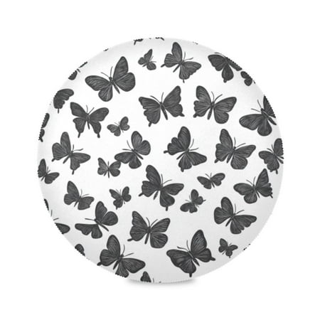 

Round Plate Mat 15.4x15.4 Inchesx4 Placemat Table Mat Kitchen Mat Coffee Mat Fabric Thick Strong Wear-Resistant Heat Resistance Black Butterfly Seamless