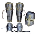 thumbnail image 3 of THOR INSTRUMENTS Medieval Crusader Halloween Templar Knight Helmet W/Arm Guards and Leg Guards Set Rustic Vintage Home Decor Gifts, 3 of 3