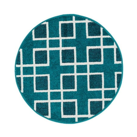 Terrace Patio Rug - Loloi Terrace 3' Round Power Loomed Rug in Peacock and Ivory