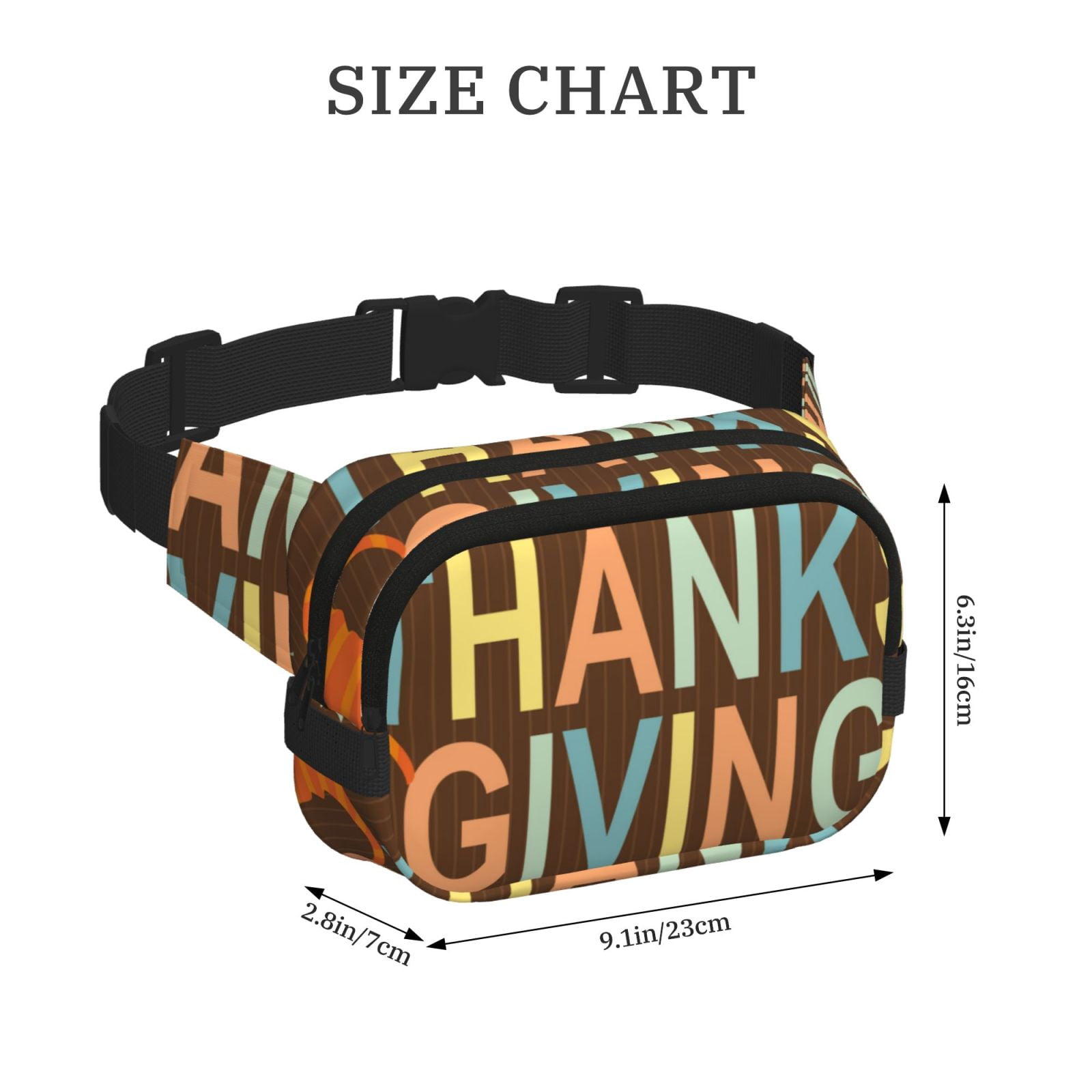 Picia Happy Thanksgiving With Gnome Print Square Double-Layer Waist Bag Mini Adjustable Waist Belt Bag Exercise Running Travel Hiking