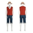 thumbnail image 1 of Live Action One Piece Luffy Cosplay disfraz chaleco sombrero de paja Halloween carnaval traje, 1 of 5