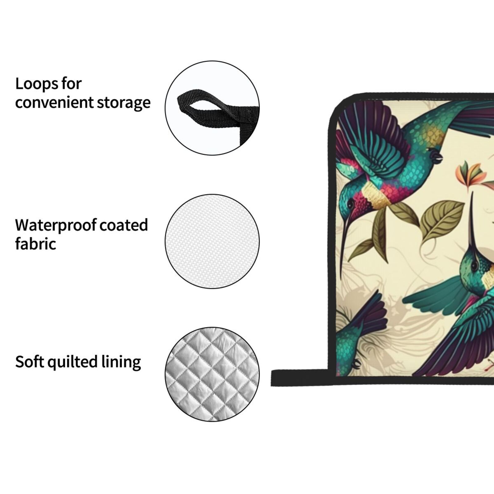 Hummingbird Art Vintage 4Pcs Oven Mitts and Pot Holders Sets Oven Kitchen Gloves Hot Pads for Cooking BBQ Baking Grilling