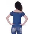 thumbnail image 3 of Moomaya Lace Sleeve Tops For Women Plain Boat Neck Tee Shirt, 3 of 6