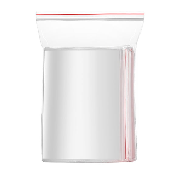 100 Piece Clear Self-Sealed Bags Resealable Transparent Storage Bags With Red Edges,Ideal Storage for Jewelry Candy Cookies Kitchen Organization