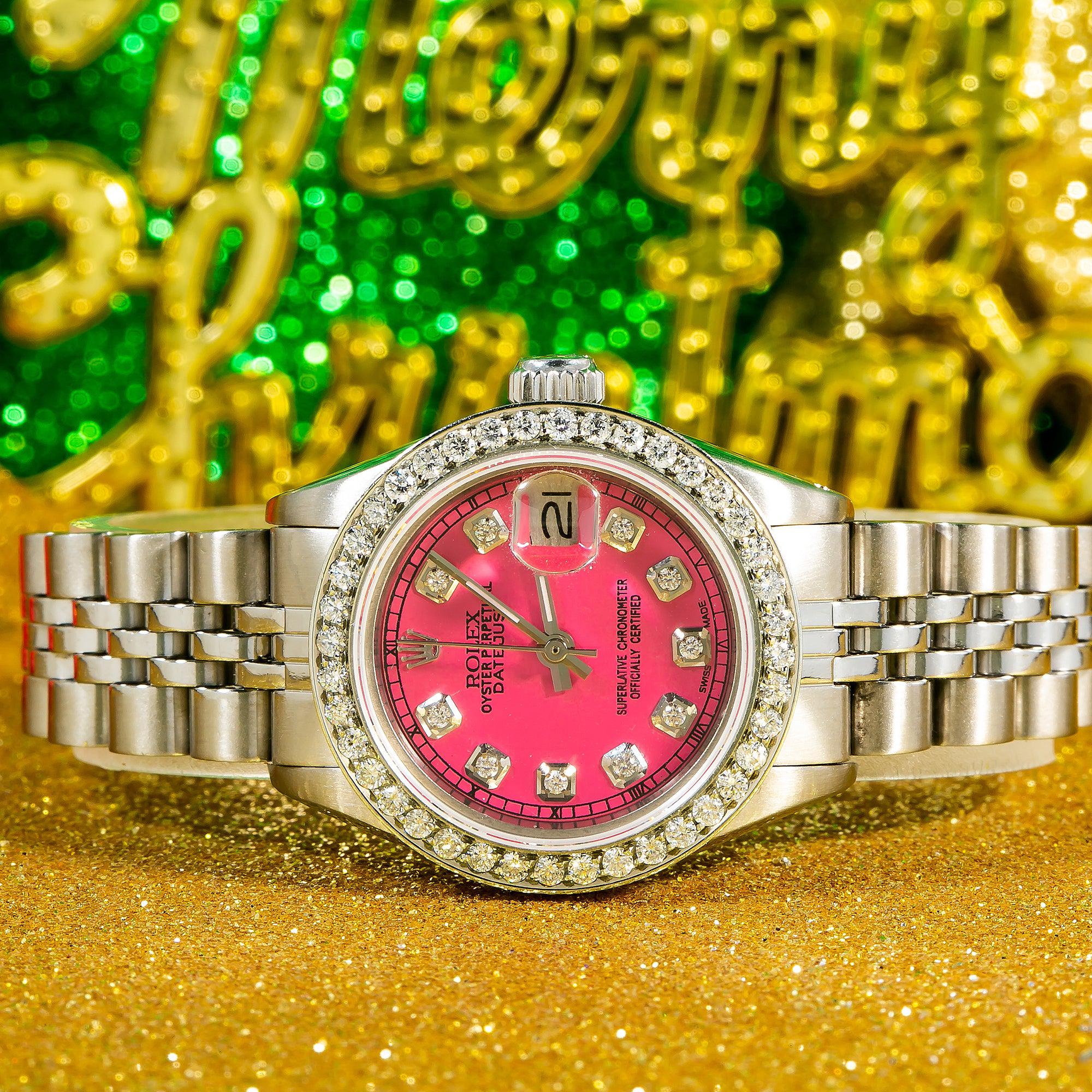 Rolex Datejust ref 6916 26mm two tone band pink dial diamond bezel, mildly used Buy Rolex Datejust 26MM 6916 Pink Diamond Dial Diamond Bezel  main image 2