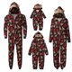thumbnail image 1 of Conjuntos de pijamas navideños familiares a juego, pijamas de una pieza con capucha y estampado de árboles de Navidad y ciervos navideños, 1 of 5