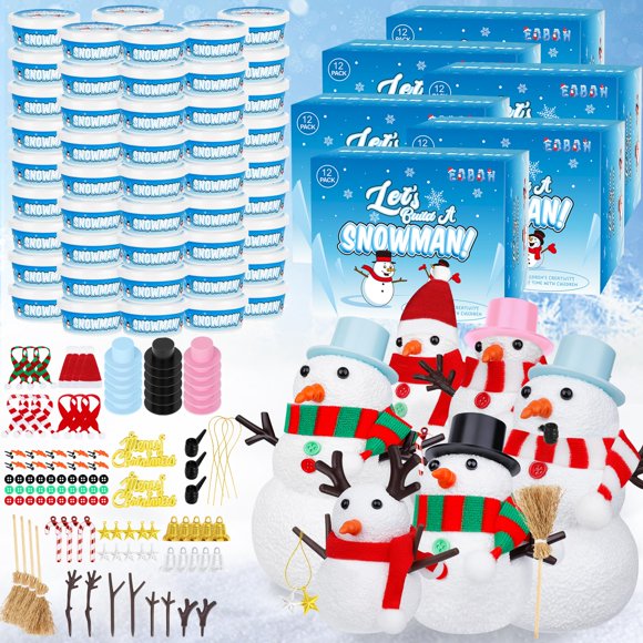 Art Craft Kit EOBOH, 72 unidades, juego de muñecos de nieve navideños para hacer tú mismo