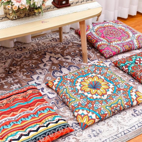 4 Pack Large 22 Inch Bohemian Floor Pillows