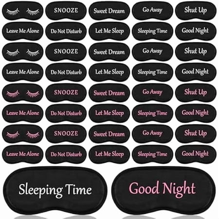 wonima10 40 Pcs Funny Sleep Eye Mask Soft Night Mask Bulk for Sleeping Blackout Blindfolds with Adjustable Strap for Women Men Kids Nap Meditation Party Travel Christmas Gifts Favors(Mixed Colors)