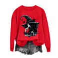 thumbnail image 4 of thefmos Women's Long Sleeve Pullover Sweatshirt Halloween Print Lightweight Solid Color Casual Top Trendy Spooky Season Outfit, Red 2XL, 4 of 6