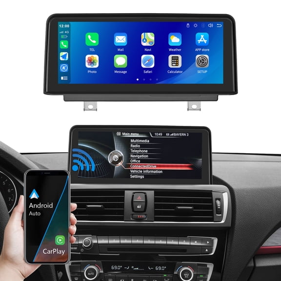 10.25 Inch Wireless Carplay Screen for Car For BMW 1 2 Series F20/F21/F22/F23 2012-2016 Year NBT System Car Multimedium Audio Receiver Support Siri/Rear Camera/Bluetooth