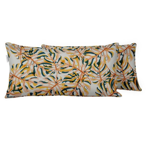 Vargottam Housse de Coussin Lombaire en Polyester Intérieur/extérieur, Étui de Coussin Rectangulaire Imperméable pour Meubles de Patio, 12 Pouces x 18 Pouces Ensemble de 2 -Tropical-41