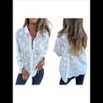 thumbnail image 3 of Blusas con Ojales para Mujer, Cuello en V, Encaje, Patchwork, Informal, con Mangas Abotonadas y Pétalos de Flores. M, 3 of 8