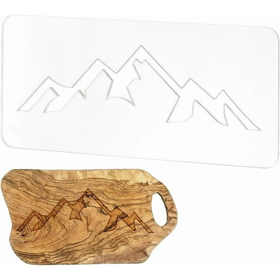 Mountain Clear Acrylic Router Inlay Template Woodworking Router Template with Protective Film for Creating Unique Inlays in Signs Charcuterie Boards 11.8x5inch 4.5mm Thick DIY