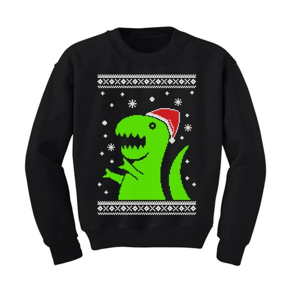 Tstars Boys Unisex Ugly Christmas Sweater Big Green Trex Santa Kids Christmas Gift Funny Humor Holiday Shirts Xmas Party Christmas Gifts for Boy Kids Sweatshirt Ugly Xmas Sweater