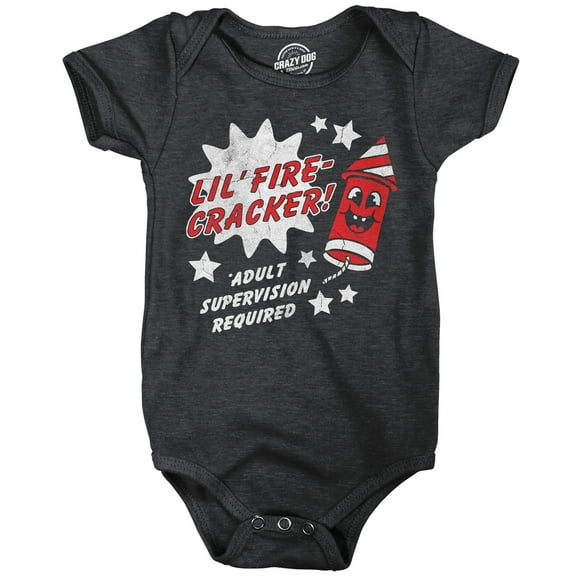 Lil Fire Cracker Baby Bodysuit Funny Sarcastic Fourth Of July Graphic Novelty Jumper for Infants
