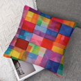 thumbnail image 7 of FACANNAP Ambesonne Abstract Throw Pillow Cushion Cover, Rainbow Colored Geometric Square Shaped Blurry Effects Watercolor Design, Decorative Square Accent Pillow Case, Blue and Red 22x22in, 7 of 7