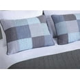 thumbnail image 3 of Chezmoi Collection Axel 3-Piece Plaid Checkered Grid Patchwork 100% Vintage Washed Cotton Quilt Set, Queen Size, 3 of 7