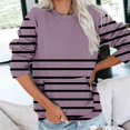 thumbnail image 2 of hotojiny Casual Sweatshirt for Women Long Sleeve Loose Crew Neck Pullover Tops Fall Fashion Striped Shirts with Pocket, 2 of 5