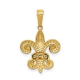 thumbnail image 3 of 14K Two-Tone Gold Charm Pendant Diamond Round With Rhodium Polished Fleur De Lis, 3 of 4