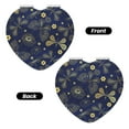 thumbnail image 2 of Uemuo Vintage Golden Butterfly Print Compact Portable Pocket Makeup Mirror - Leather Cover, Elegant Travel Cosmetic Mirror for Purse, Pocket, and Handbag-Heart Shape, 2 of 9