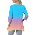 thumbnail image 3 of Womens Fall Tunic Tops, 3/4 Sleeve Shirts for Women Fashion Loose Fit Ombre Tie Dye V Neck T Shirts Dressy Blouses S-2XL, 3 of 5