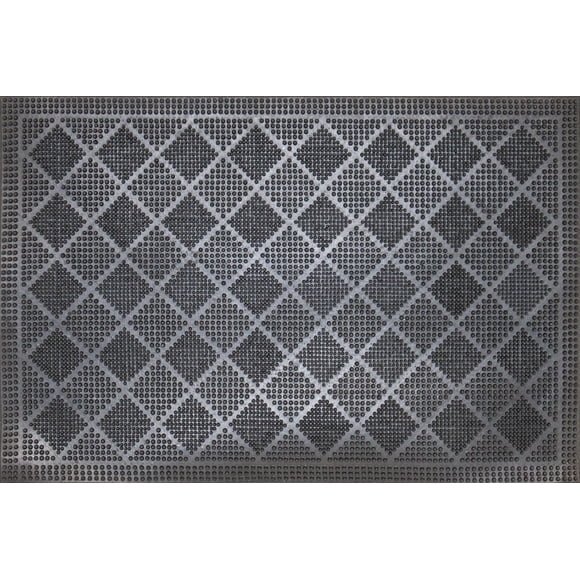 Paillasson commercial rectangulaire en caoutchouc noir, 18 po x 30 po, motif "à pointes"