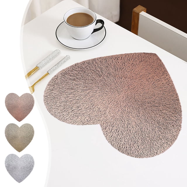 Pvc Placemats Gold PVC Non-Slip Heat Insulating Placemat Reversible Hollow Western Dinner Mat for Table Protection(1-Piece) Rkxzt