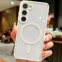 ELEHOLD for Samsung Galaxy S22 MagSafe Case, Magnetic Clear Case for Galaxy S22, Hybrid TPU Bumper Shockproof Crystal Clear Anti-Scratch Slim Thin Case Cover,White