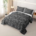 thumbnail image 3 of Homewish Boho Sun Moon Twin Quilt Set, Victorian Damask Aztec Twin Coverlet Set, Gray Black, 2 Pieces 1 Bedspread and 1 Pillowcase, 3 of 7