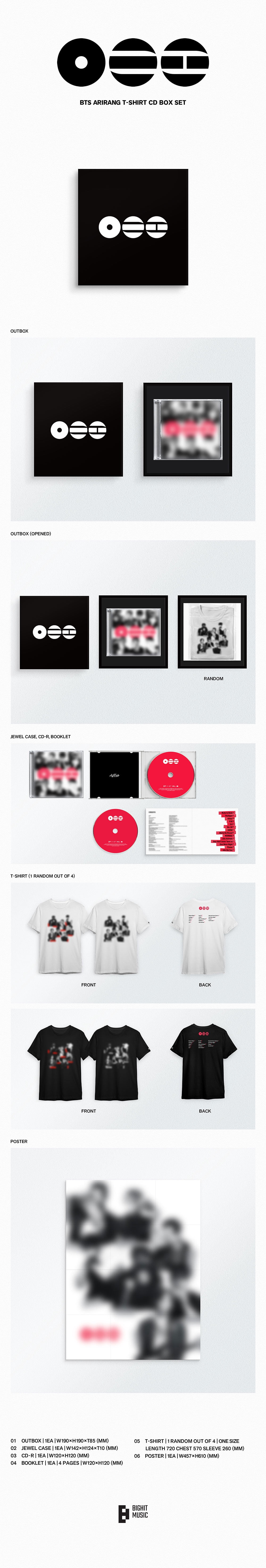 BTS - ARIRANG 5th Album T-SHIRT CD BOX SET - Walmart.com