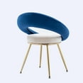 thumbnail image 2 of Velvet Accent Chair, Mid-Century Leisure Armchair with Gold Metal Legs, Modern Upholstered Single Sofa Chair Comfy Side Chair for Living Room, Bedroom, Balcony, Office, Navy Blue, 2 of 7
